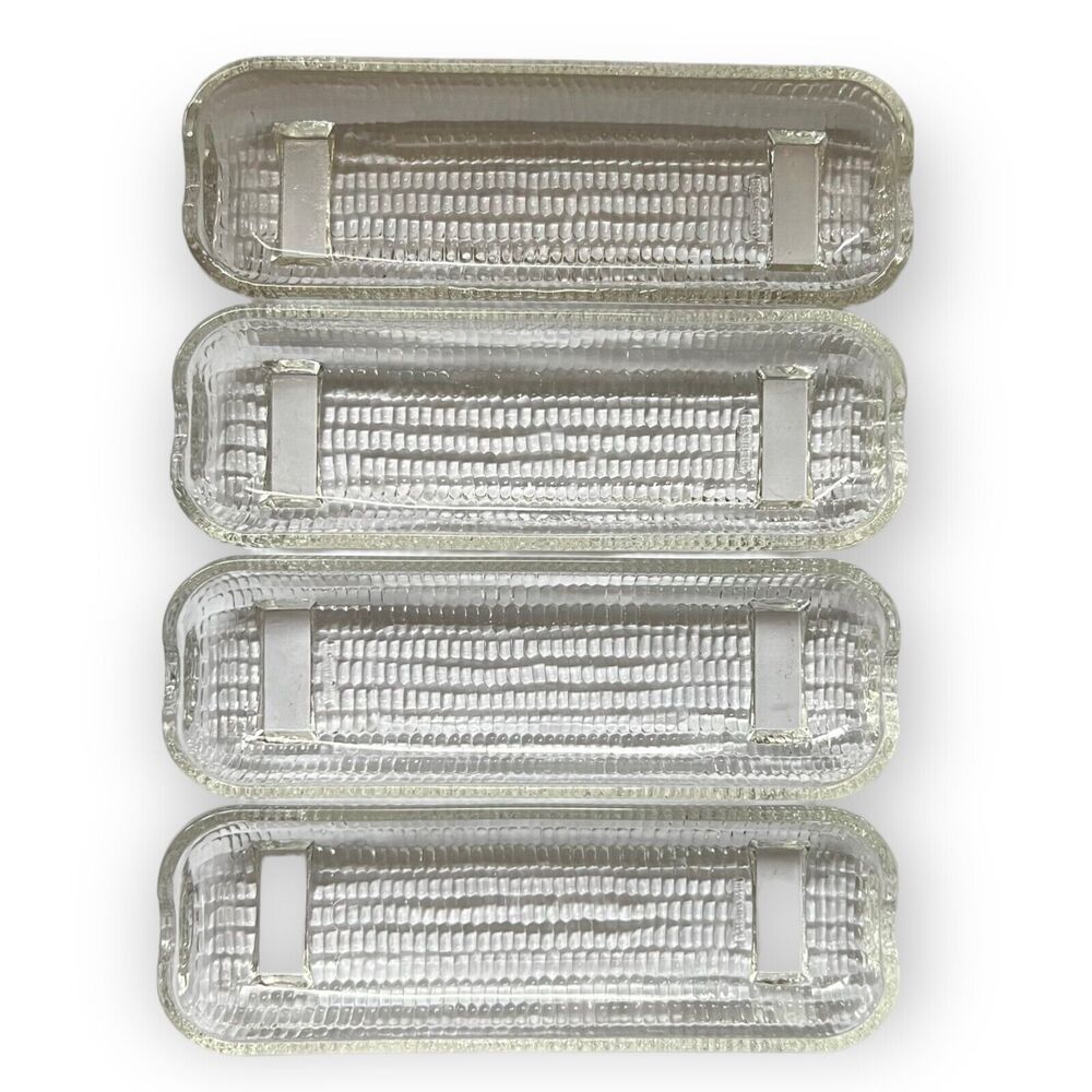 Vintage Nadir Brail Set of 4 Clear Glass Corn on the Cob Dish, Trays, Holders